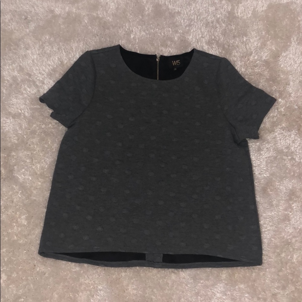 Grey polka dot top